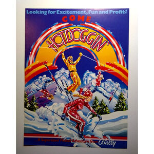 Hotdoggin Pinball FLYER Original 1979 Game Skiing Sports Vintage Retro Art Promo